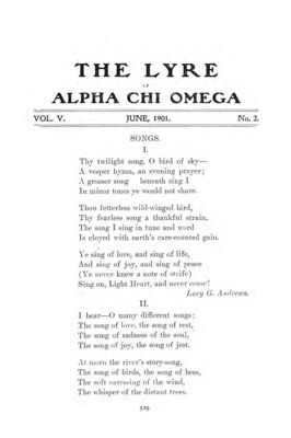 The Lyre of Alpha Chi Omega, Vol. 5, No. 2, June 1901